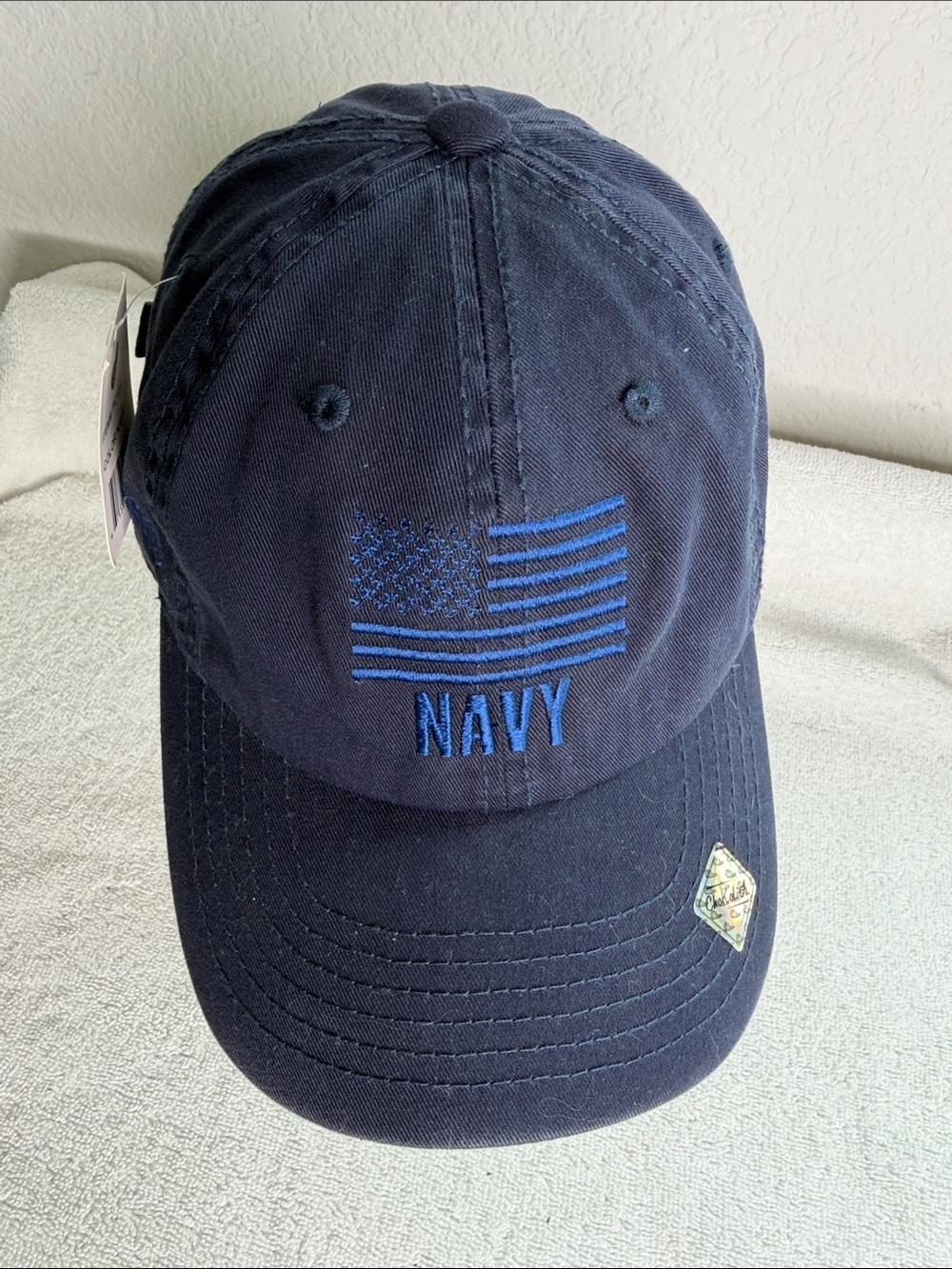 Navy Embroidered American Flag Baseball Cap - NAVY